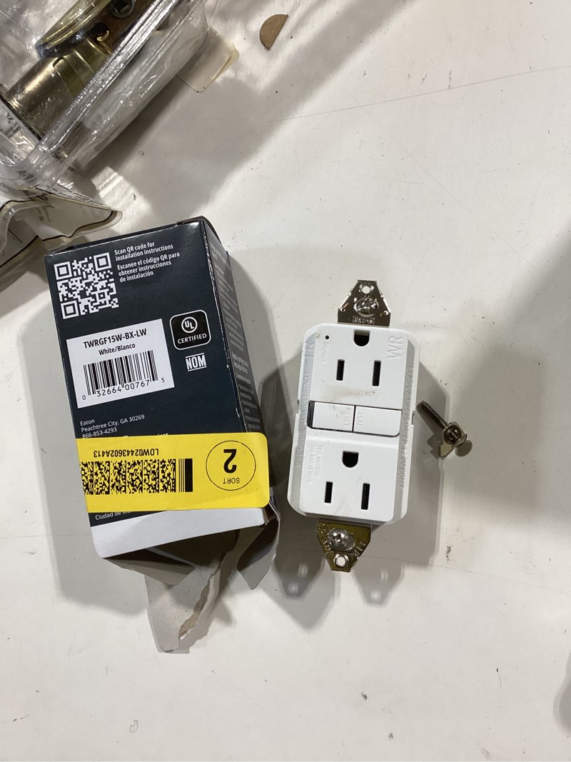 Condition photo showing As Is for eaton 15 -amp 125-volt tamper resistant weather resistant gfci residential decorator outlet