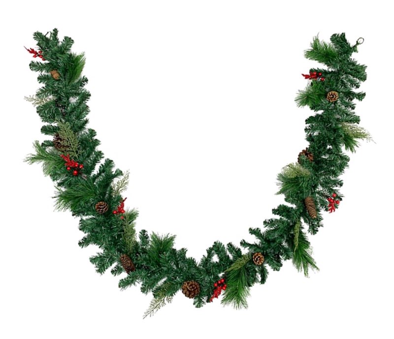 Christmas garland pinecones & red berries