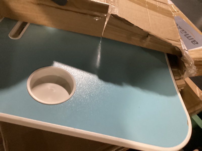 Condition photo showing Good Condition for folding lap desk, 23.6 inch wood laptop bed desk with cup holder, portable bed table for working writing reading & eating for bed, sofa, couch, floor - blue