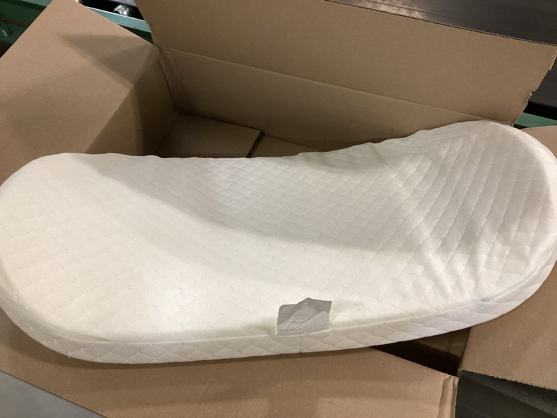 Condition photo showing Good Condition for neoborn baby bassinet mattress pad, 32" x 16" dual sided comfort gel memory foam mattress with removable breathable soft tencel cover fit for dream on me karley bassinet oval 32'' x 16'' x 2''