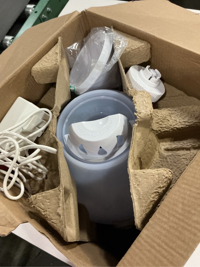 Condition photo showing As Is for crane white drop ultrasonic cool mist teardrop humidifier, 1 gallon tank, baby humidifier for nursery, bedroom, plants, office, adjustable mist levels white 1 gallon