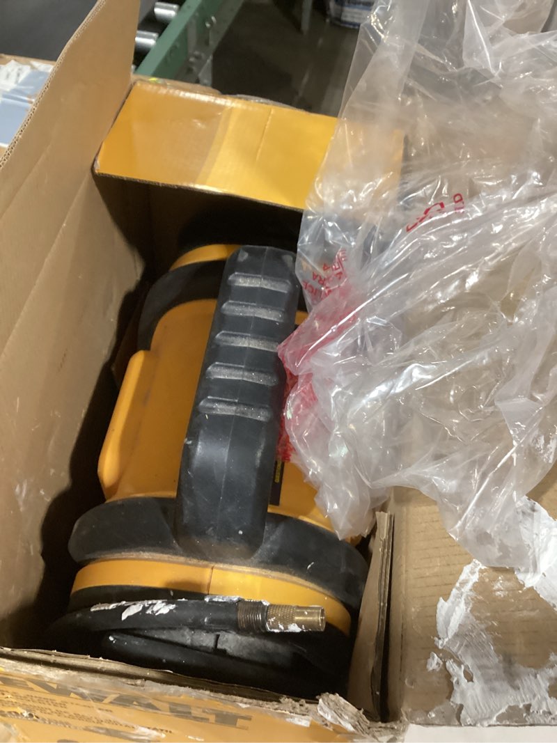 Condition photo showing As Is for dewalt dxaeps14 2000 peak battery amp 12v automotive battery booster jump starter/power station with 120 psi compressor, 500w ac power inverter, and 15w usba & 25w usb ports