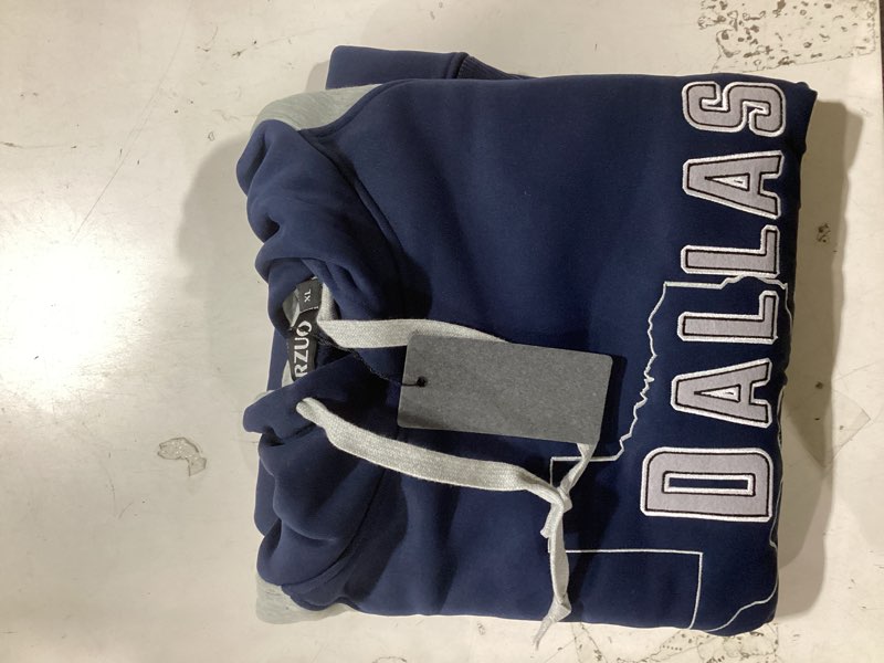 Condition photo showing Good Condition for RZUO Men Women Unisex City Classic Football Embroidery Sweatshirt Apparel Pullover Hoodie Dal Navy X-Large