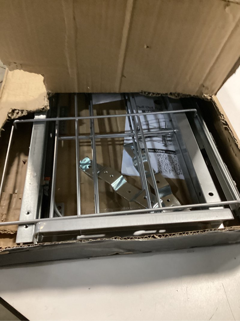 Condition photo showing As Is for Double Pull Out Trash Can Under Cabinet with Soft Close Slides 130LB Heavy Duty Under Sink Trash Bin Kit with Door or Base Mount Fits minimum 16" W x 23" D x 12"H Cabinet, Trash Can Not Included