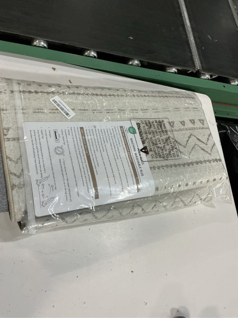Condition photo showing New/Like New for area rug 4x6 geometric rug: washable boho moroccan rugs soft farmhouse rug, modern neutral stain resistant indoor floor carpet for livingroom bedroom dining table nursery(brown,4x6) brown 4' x 6' (rectangular)