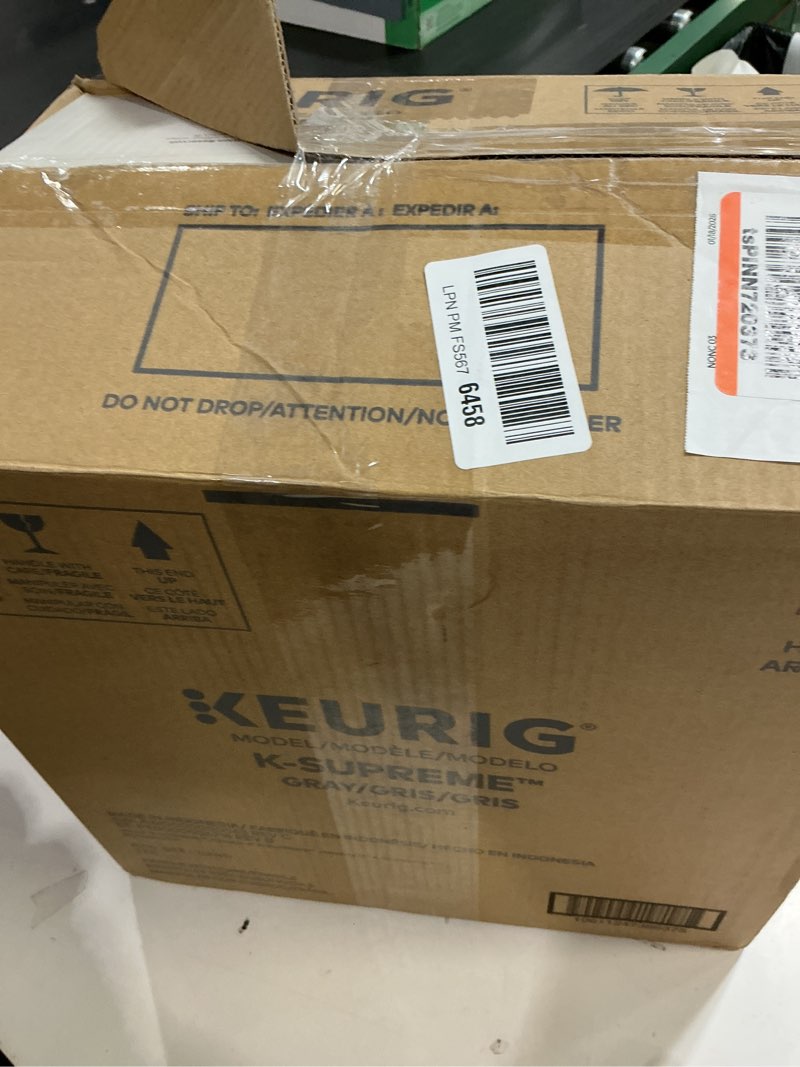 Condition photo showing As Is for Keurig K-Supreme Single Serve K-Cup Pod Coffee Maker, MultiStream Technology, 4 Brew Sizes, 66oz Dual-Position Removable Reservoir, Gray Gray Coffee Maker
