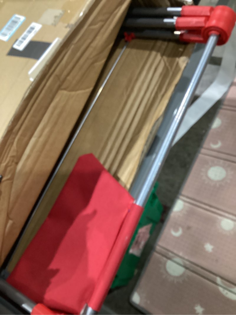 Condition photo showing Good Condition for songmics clothes drying rack, foldable 2-level laundry drying rack, free-standing laundry airer, with height-adjustable wings, 33 drying rails, sock clips, gray ullr053g02v1 gray 2 tiers?22"d x 61.8"w x 64.3''h )