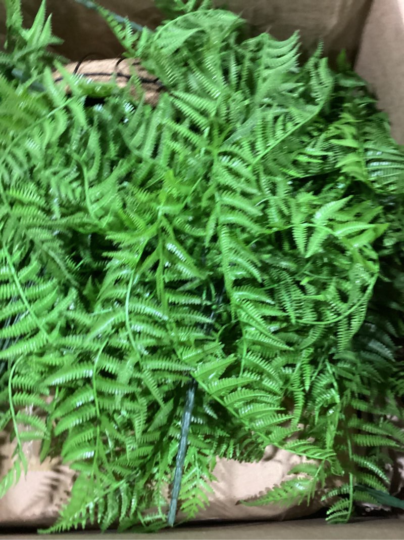 Condition photo showing Good Condition for artificial hanging plants outdoor, uv resistant fake fern faux greenery 2 set for outside planter patio home garden decor (10 branches&2 basket) 10pcs+2basket