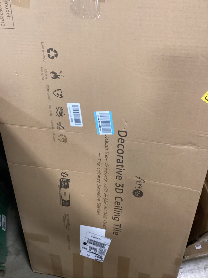 Condition photo showing New/Like New for art3d drop ceiling tiles, 24x48in. white (12-pack), polyvinyl chloride (pvc), glue down 24"x48" white 12