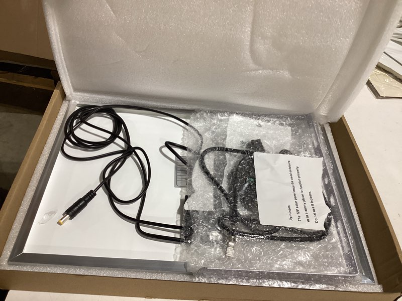 Condition photo showing As Is for 12v solar panel with 6 optional adapter plugs,10w solar panel battery charger portable for vehicle gate opener electrical fence chicken coop lawn tractor boat
