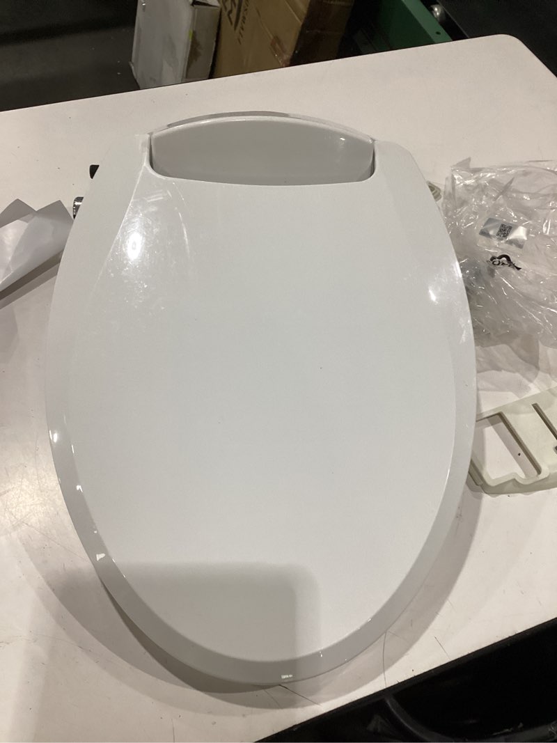 Condition photo showing As Is for brondell bidet toilet seat non-electric swash ecoseat, fits elongated toilets, white - dual nozzle system, ambient water temperature - bidet with easy installation