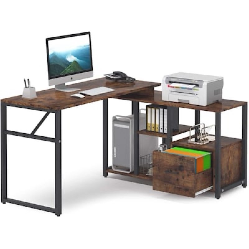 Tribesigns Hoga-C0330 47.24-in Brown Modern/Contemporary Computer Desk Hutch