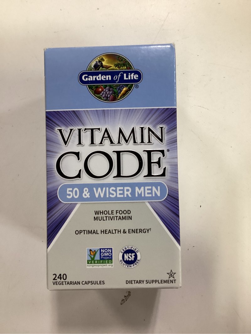 Condition photo showing New/Like New for (Best by:05/2026) Garden of Life Multivitamin for Men - Vitamin Code 50 & Wiser Men's Raw Whole Food Vitamin Supplement with Probiotics, Vegetarian, 240 Capsules 240 Count (Pack of 1)