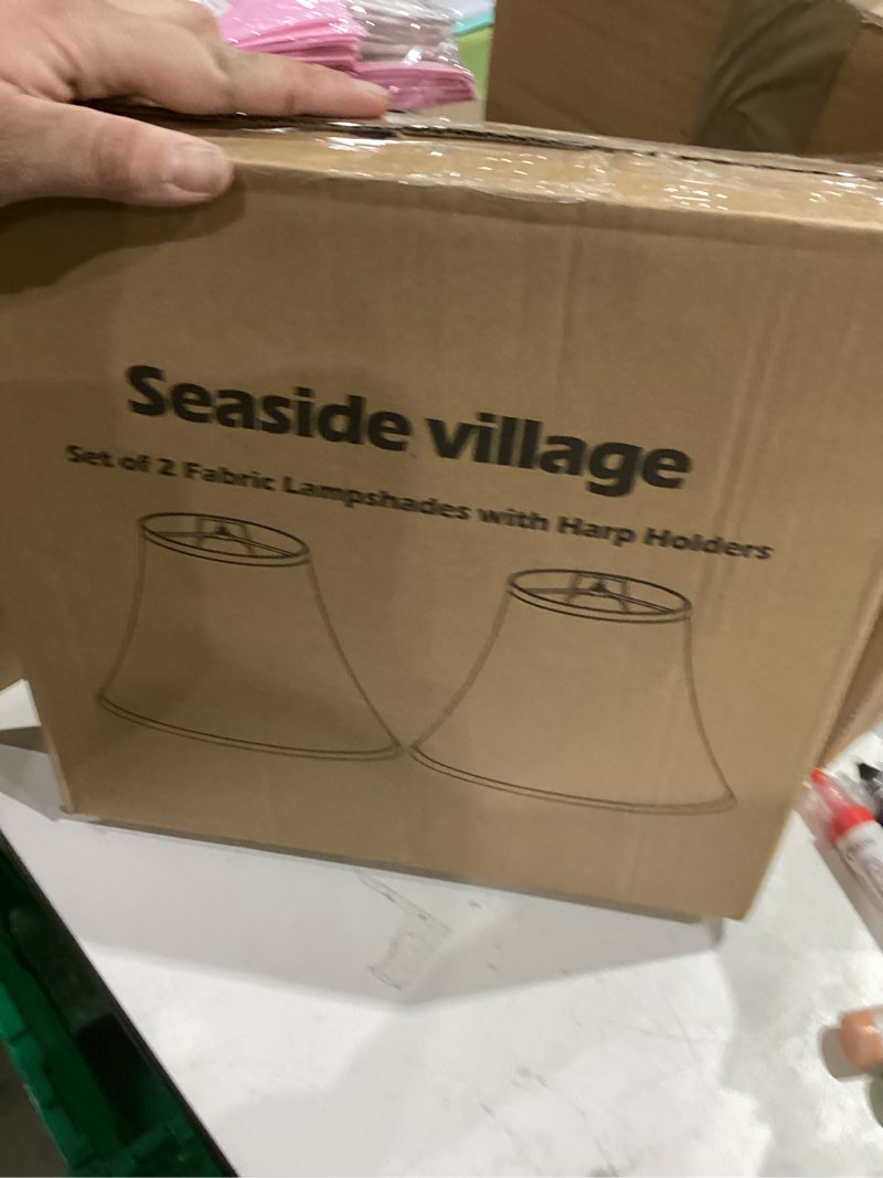 Condition photo showing Good Condition for Bell Lamp Shades Set of 2, 6"Top x 13"Bottom x 10"High, Beige Shade Replacement for Table Lamps, Floor Lamps, Fabric Natural Linen Hand Crafted(Spider Fitter), Harp Holders Included, Assembly Required