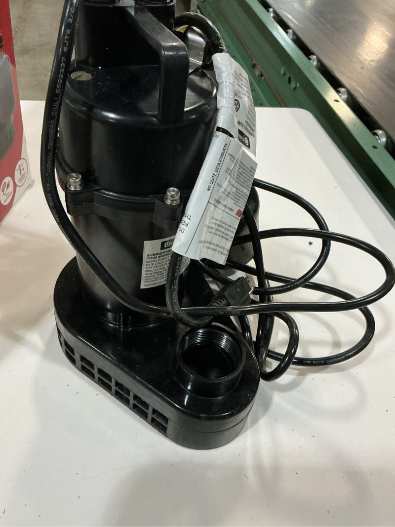 Condition photo showing As Is for utilitech 1/2-hp 55-gpm aluminum submersible sump pump