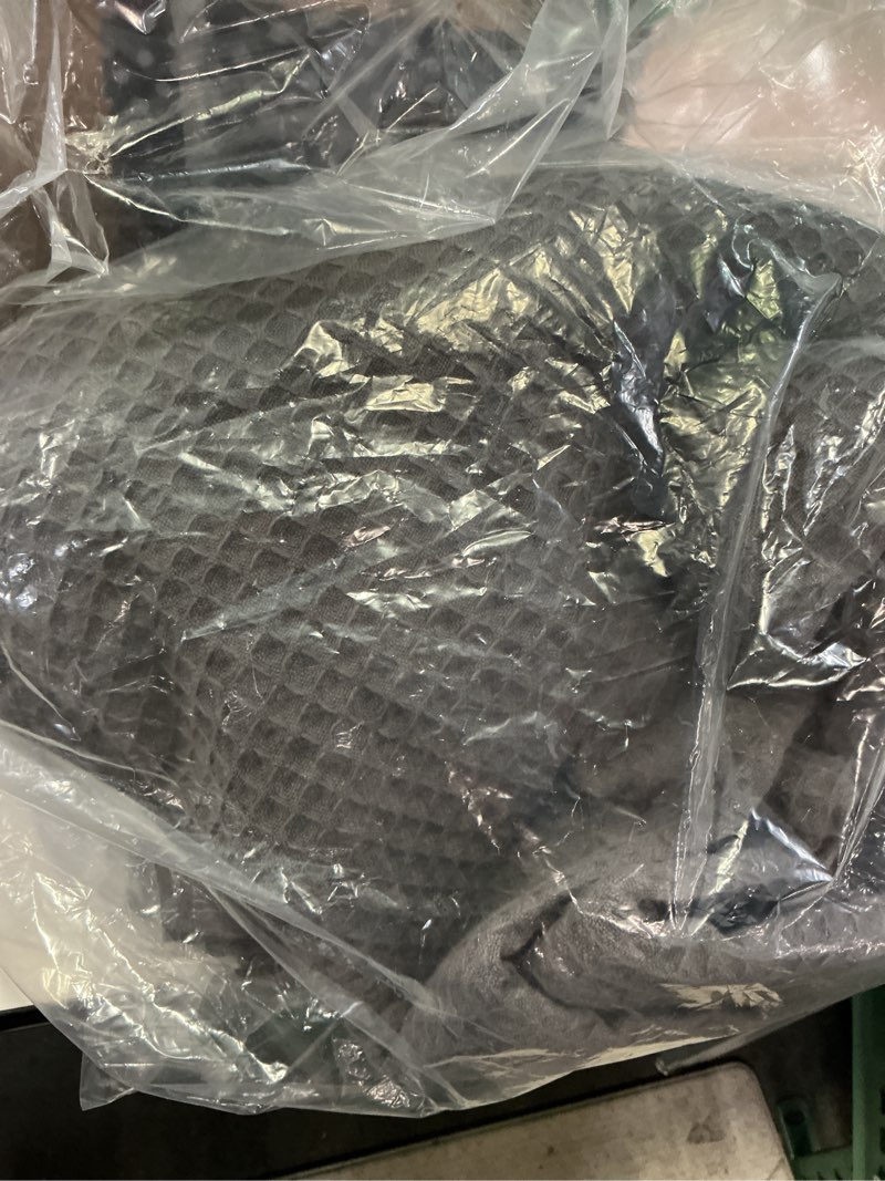 Condition photo showing Good Condition for salt earth gots certified 100% organic cotton throw blanket, 60" x 80" waffle blankets & throws for bed, throw blanket for couch,modern and cozy blanket,all seasons, comfy soft blanket(charcoal grey) charcoal grey organic cotton - twin