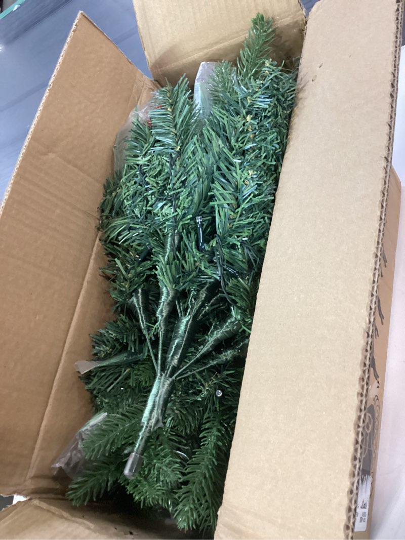 Condition photo showing New/Like New for Outdoor Christmas Tree Frosted Urn Filler 2 Set, Pre-lit Artificial Xmas Tree with Cones & Red Berries, Small Christmas Tree with 70 Warm Lights