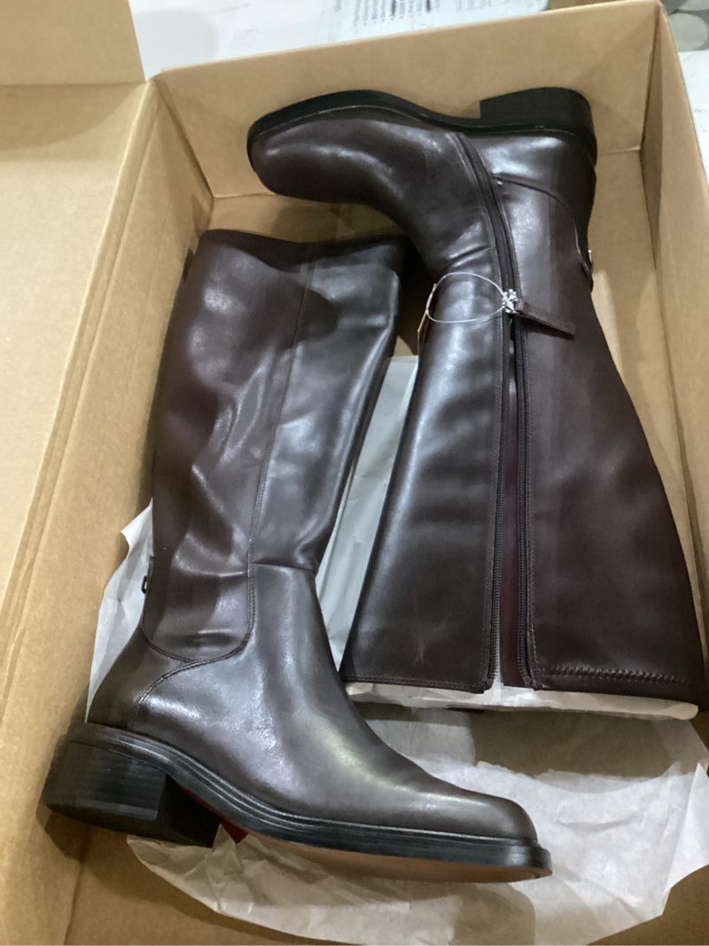 Condition photo showing Good Condition for franco sarto womens giselle wide calf flat tall boot knee high 9 castagno brown leather wide calf