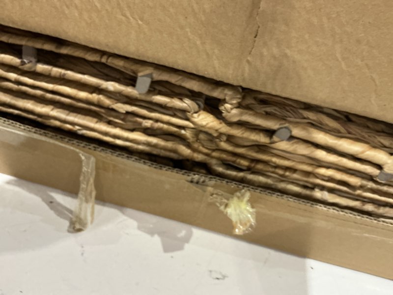 Condition photo showing Good Condition for 11x11in storage baskets set of 4 water hyacinth baskets,foldable handwoven storage cubes,woven baskets for bathroom, bedroom, laundry, pantry, shelves