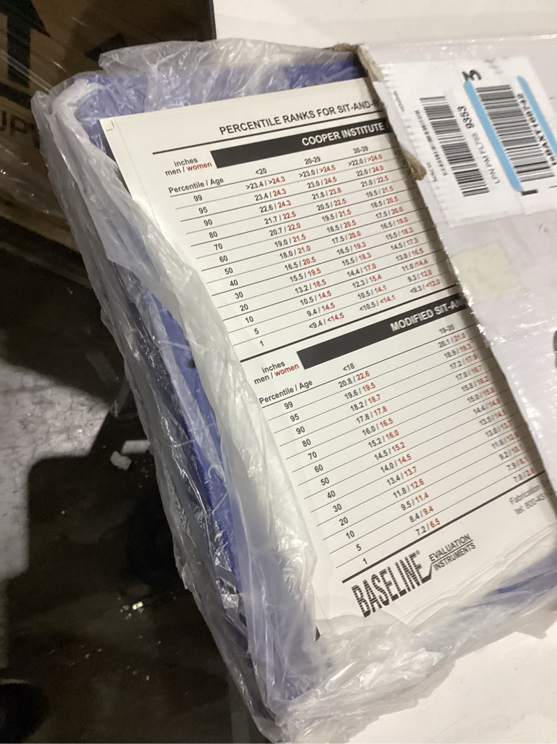 Condition photo showing Good Condition for baseline sit n' reach trunk flexibility assessment testing box with easy-to-read scale and footplate for rehab, chiropractic, and sports training