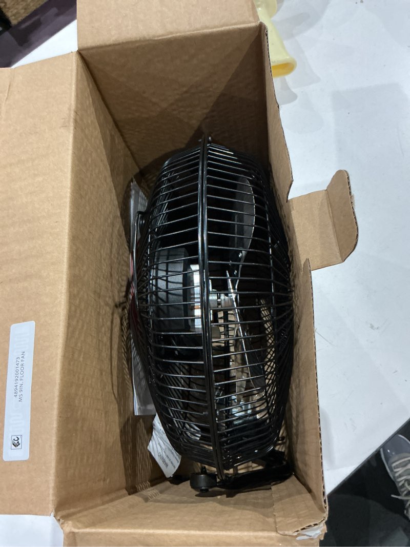 Condition photo showing As Is for mainstays 9 in high velocity floor fan wall mount black