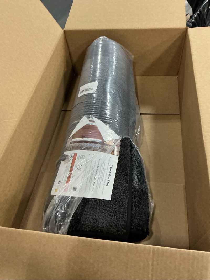 Condition photo showing New/Like New for Machine Washable Kitchen Rug 24" x 96", Non Slip Kitchen Mat for Floor, Absorbent Entrance Runner Rug for Bedroom, Hallway, Bathroom, Door (Roll Packing) 24" x 96" Charcoal