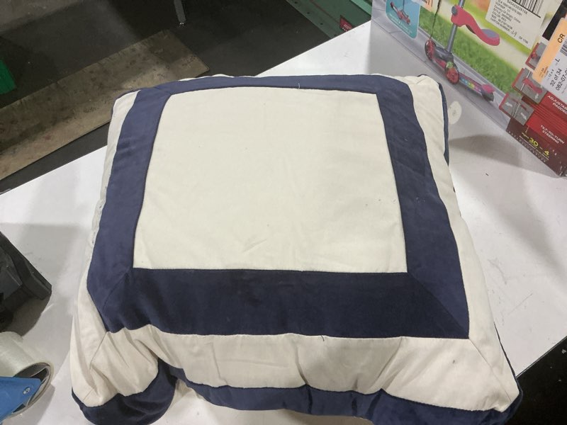 Condition photo showing As Is for 22" velvet border pillow navy - threshold™ designed with studio mcgee