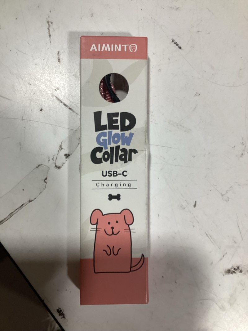 Condition photo showing New/Like New for usb rechargeable led dog collar, waterproof, adjustable, glowing, for extra small dogs, night walking, camping, jogging, pink, xs (neck 9-13", width 5/8") xs (neck 9-13", width 3/8") pink