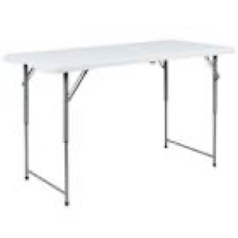 4" peakform adjustable height folding table off white