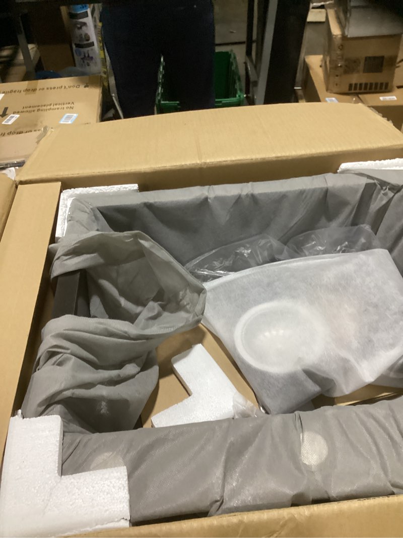 Condition photo showing As Is for black kitchen sink with faucet, top mount/drop-in 3 hole single bowl stainless steel sink with cup washer, soap dispenser, drainage kit for bar, kitchen, balcony (19.7 * 17.7in) 19.7*17.7in black