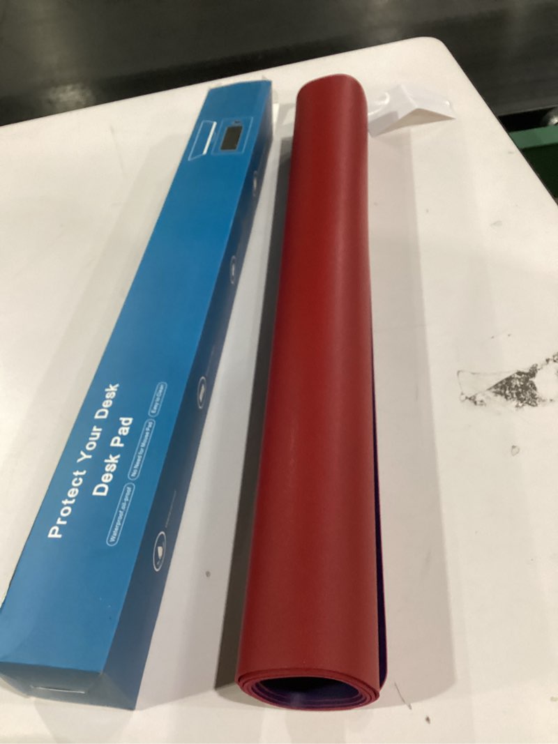 Condition photo showing New/Like New for TOWWI Dual Sided Desk Pad, Large Desk Mat, Waterproof Desk Blotter Protector Mouse Pad, Leather Desk Pad Large for Keyboard and Mouse (24" x 14", Red/Blue) Red/Blue 24" x 14"