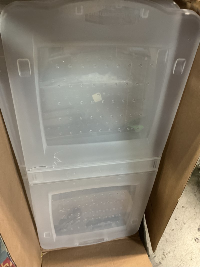 Condition photo showing As Is for Cleverstore Under the Bed Wheeled Storage Box, 68 qt. 2-Pack
