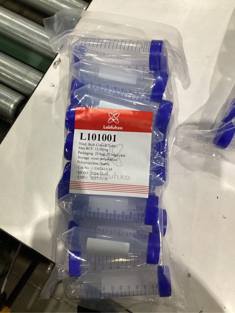 Condition photo showing New/Like New for 50mL Conical Centrifuge Tubes, [25 Items/1 Pack] Plastic Test Tube with Screw Caps, 50mL sterile Test Tubes with Lids, 50 mL Skirted Tubes with Printed Graduation and Write-on Spot 50ml,Conical,Sterile 25