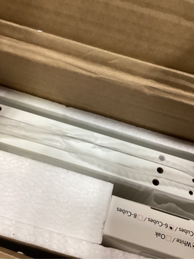 Condition photo showing Good Condition for 6 Cube Organizer Bookcase - Fabric Storage Bins Container, Open Shelf Simple Compartments Bookshelf, White 6-Cube White