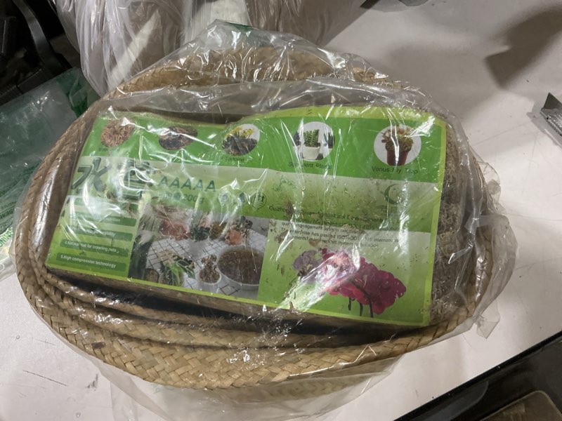 Condition photo showing Good Condition for knitgrip large wicker plant basket with handle 10 inch woven seagrass belly basket and artificial moss for house plants picnic grocery laundry storage home decor(small, medium, large,original,3 pack) small, medium, large original, 3