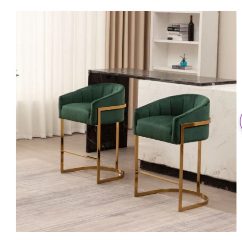 Johnnice 27" Metal Tufted Bar Stool (Set Of 2) 