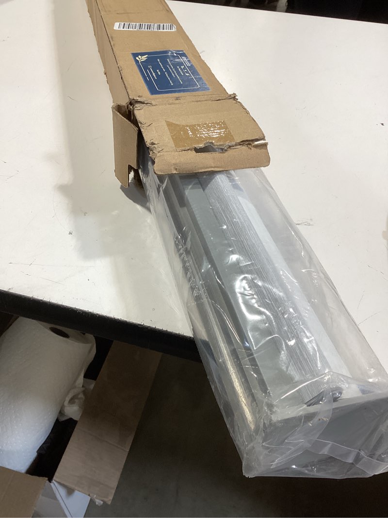 Condition photo showing Good Condition for joydeco 100% blackout roller shades (pro), free-stop cordless blinds for windows, uv protection, natural woven blinds for home and office, light-proof aluminum cover (33" w x 75" h, light grey) light grey 33"w x 75"h