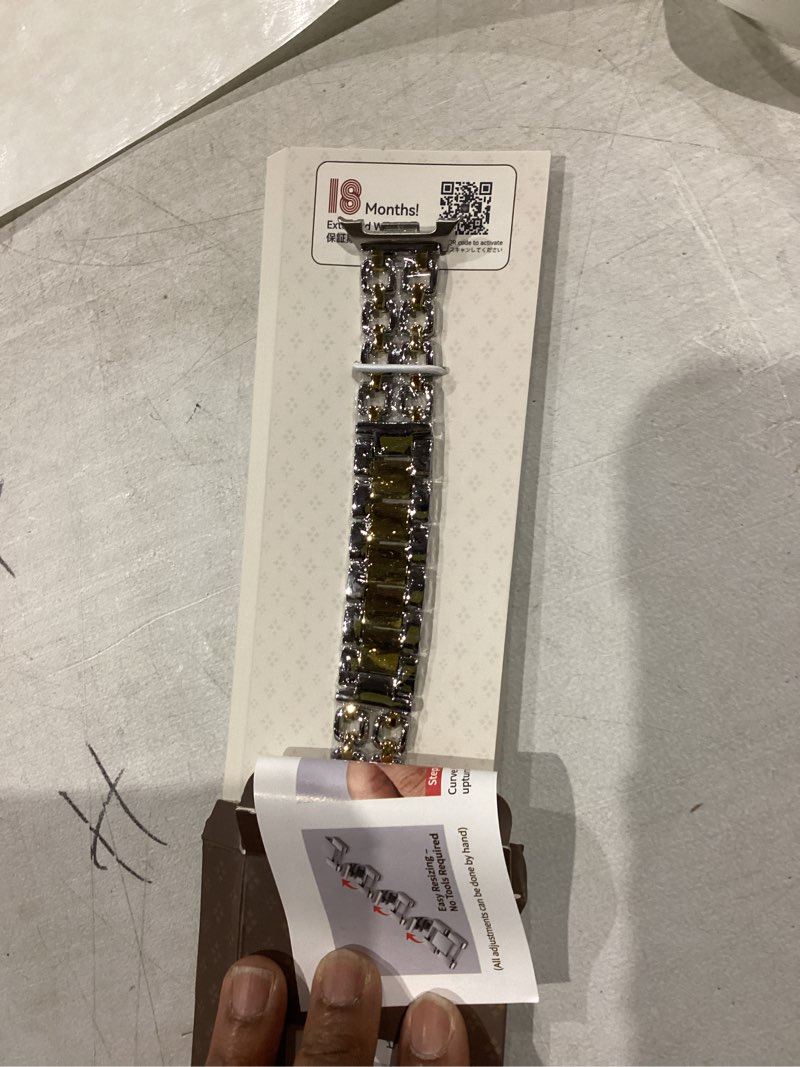 Condition photo showing New/Like New for Wearlizer Metal Bands Compatible with Samsung Galaxy Watch 8 Band 40mm 44mm/Watch 8 Classic 46mm, No Gap Dressy Stainless Steel Chain Strap Wristbands Accessories for Women Silver/Gold