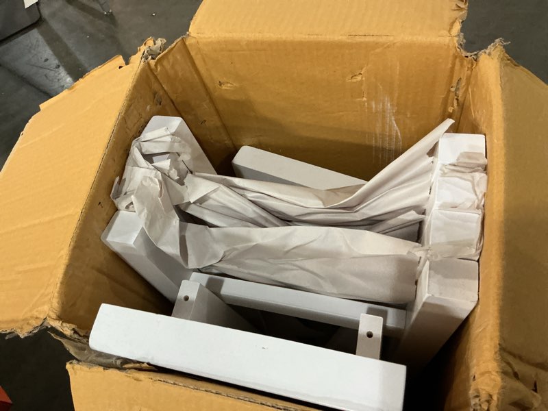 Condition photo showing As Is for amazon basics solid wood saddle-seat kitchen counter barstool with footrest, easy assembly - 24-inch height - white - set of 2 white 24''