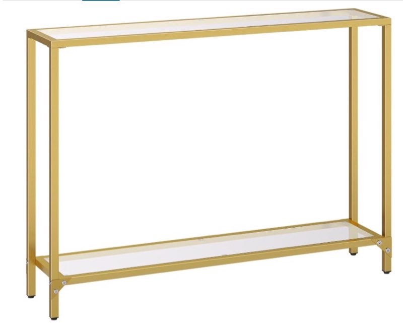 majaro small modern console table for entryway, tempered glass with metal frame sofa table for livin