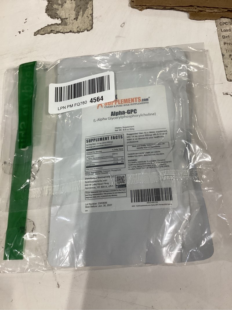 Condition photo showing New/Like New for bulksupplements.com alpha gpc powder - choline supplements, alpha gpc 300mg - unflavored & gluten free, 600mg per serving, 250g (8.8 oz) (pack of 1) 8.75 ounce (pack of 1)
