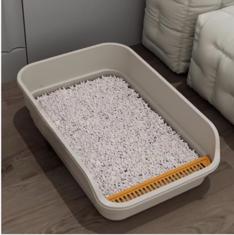 Extea Large Cat Litter Box with High Sides,Cat Boxes for Indoor Cats,Cat Litter Pan for Kitty,Litter Box with Low Entry,Easy to Clean,Anti-Splashing,23.6" x15.7" x6.2" (White)