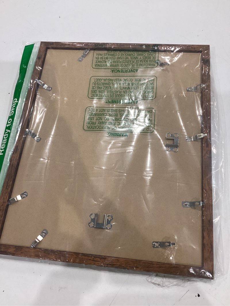 Condition photo showing As Is for picrit 12x15 picture frame, photo frame for wall mounting display, brown brown 12x15