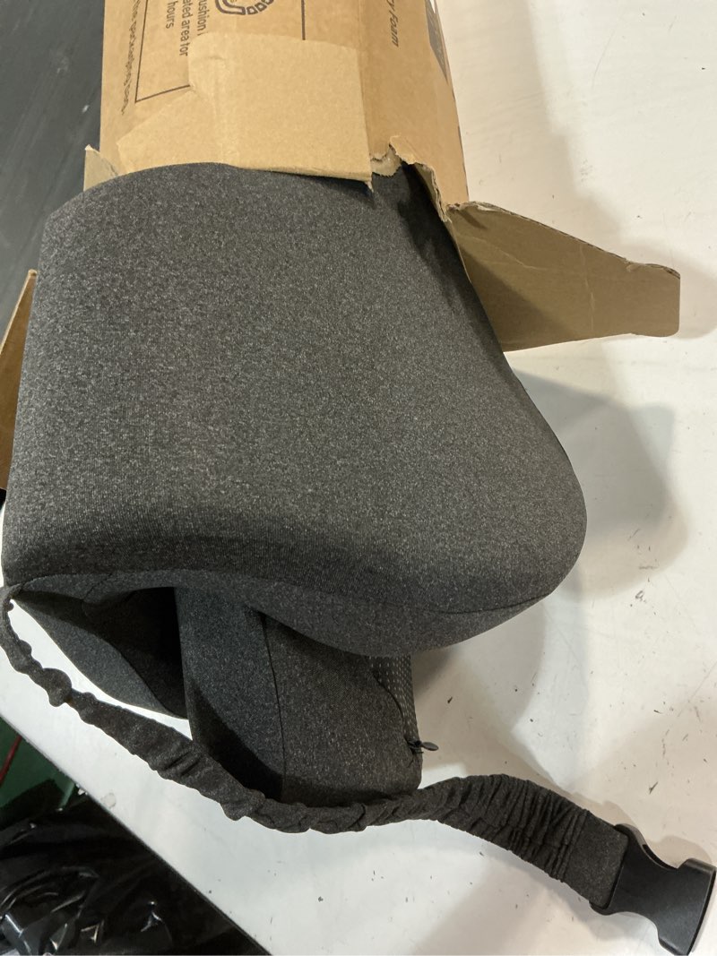 Condition photo showing As Is for truck driver seat cushion, memory foam l-shaped ergonomic cushion for office chairs, comfort & support for long sitting dark grey average size
