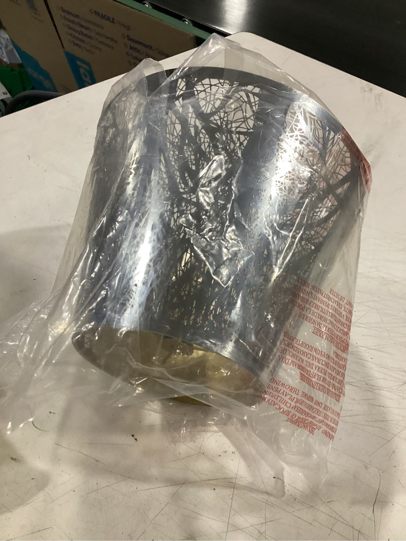 Condition photo showing New/Like New for small metal lamp shade with, alucset lampshades for table lamp and floor light, 6\" x 10\" x 7.5\" inch, spider white chromium/gold