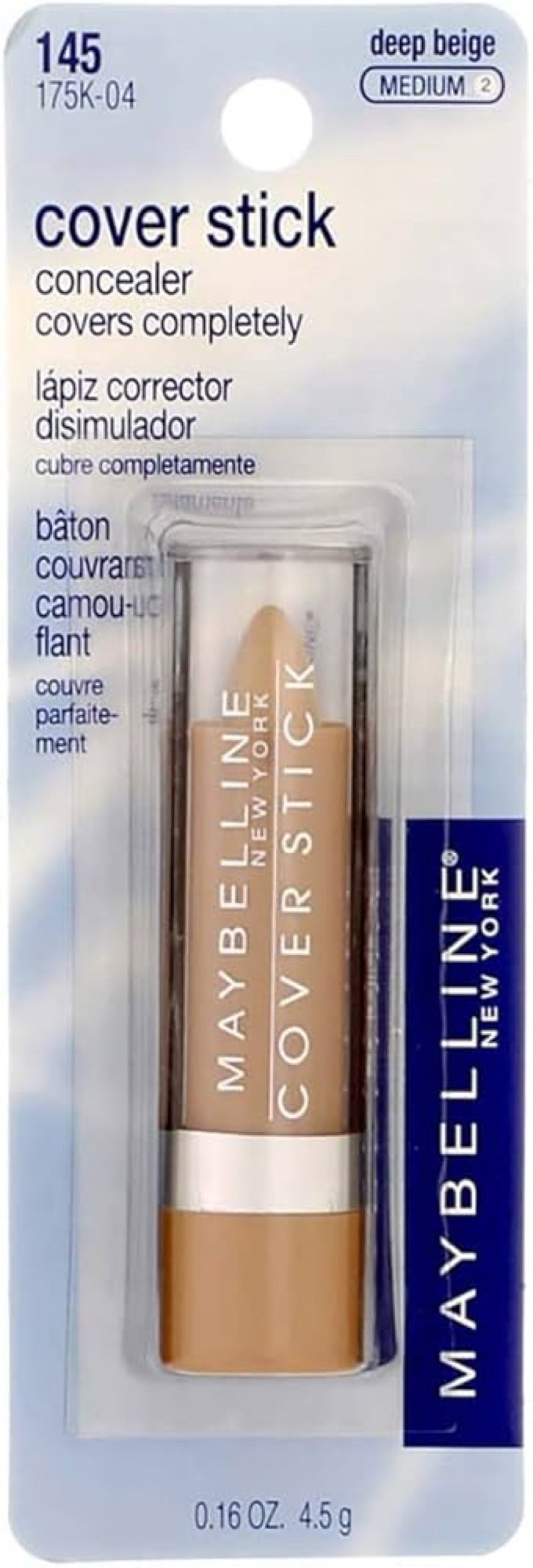 Condition photo showing New/Like New for maybelline cover stick concealer, color beige oscuro [145], 0.16 onzas (paquete de 3)