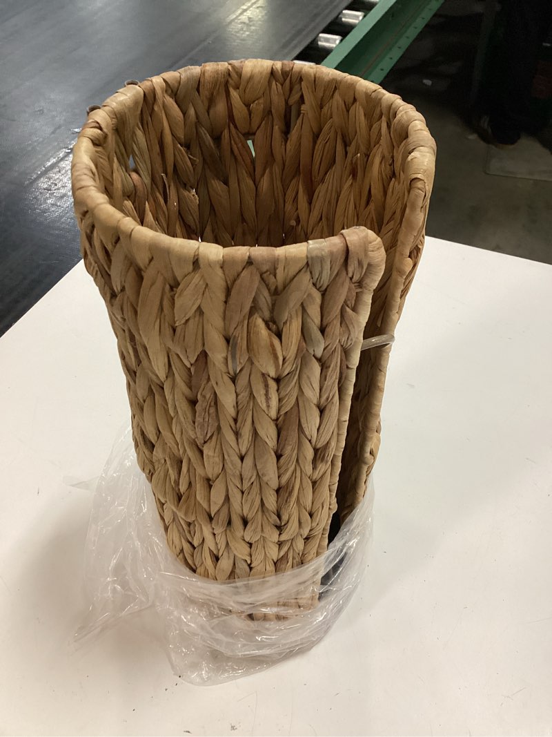 Condition photo showing Good Condition for freestanding wicker toilet paper holder with lid&storage-holds 4 rolls,handmade woven water hyacinth organizer basket for bathroom,boho farmhouse decor tissue stand with storage shelf natural-water hyacinth large