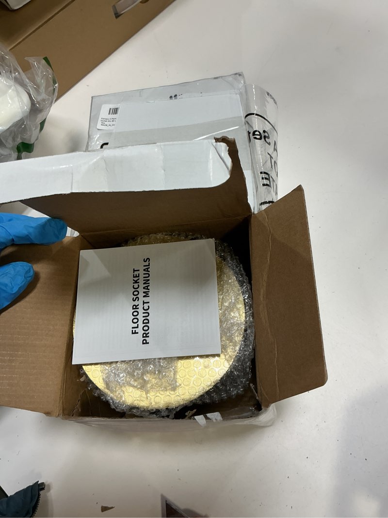 Condition photo showing New/Like New for Kanayu 2 Pack Gold Recessed Floor Outlet, 3.98"x 3.66" x 3.15" 1-Gang, Round Receptacles Duplex with 4.8A USB Chargers 20A TR Device and Adjustable Steel Box, Electrical Outlet Kit, Etl Listed
