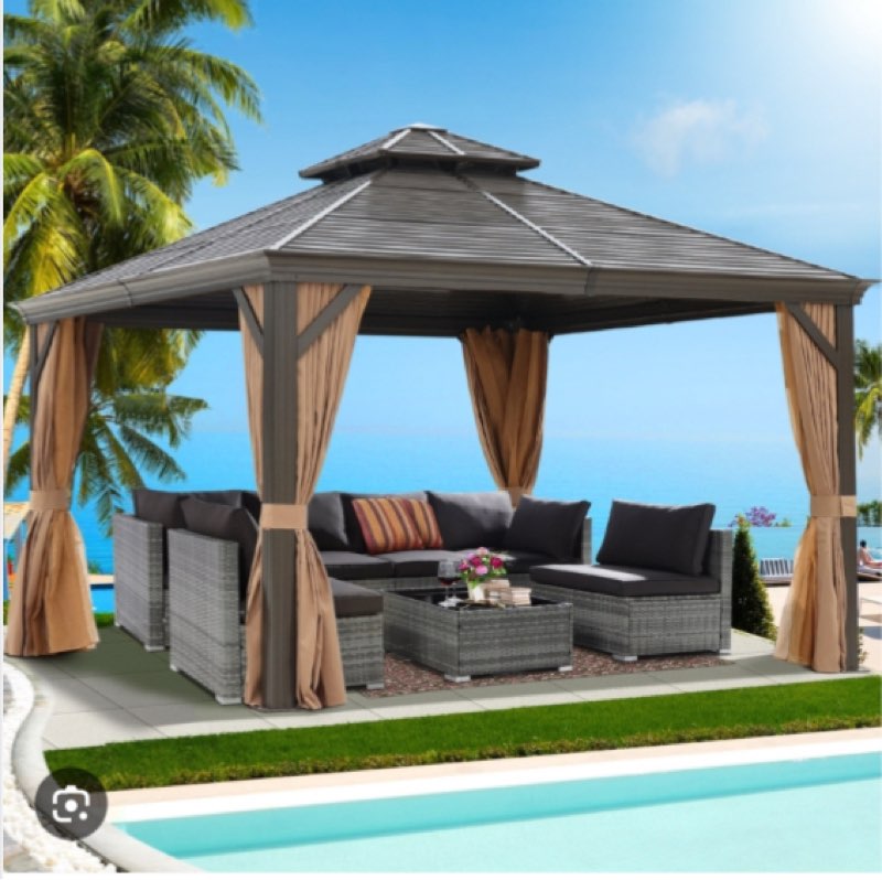 Incomplete box 1 only)12 Ft. W x 12 Ft. D Aluminum Patio Gazebo