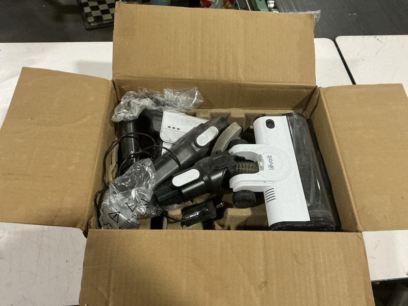 Condition photo showing As Is for levoit cordless vacuum cleaner, stick vac with tangle-resistant design, up to 50 minutes, powerful suction, rechargeable, lightweight, and versatile for carpet, hard floor, pet hair, lvac-200 arctic white lvac-200 essential